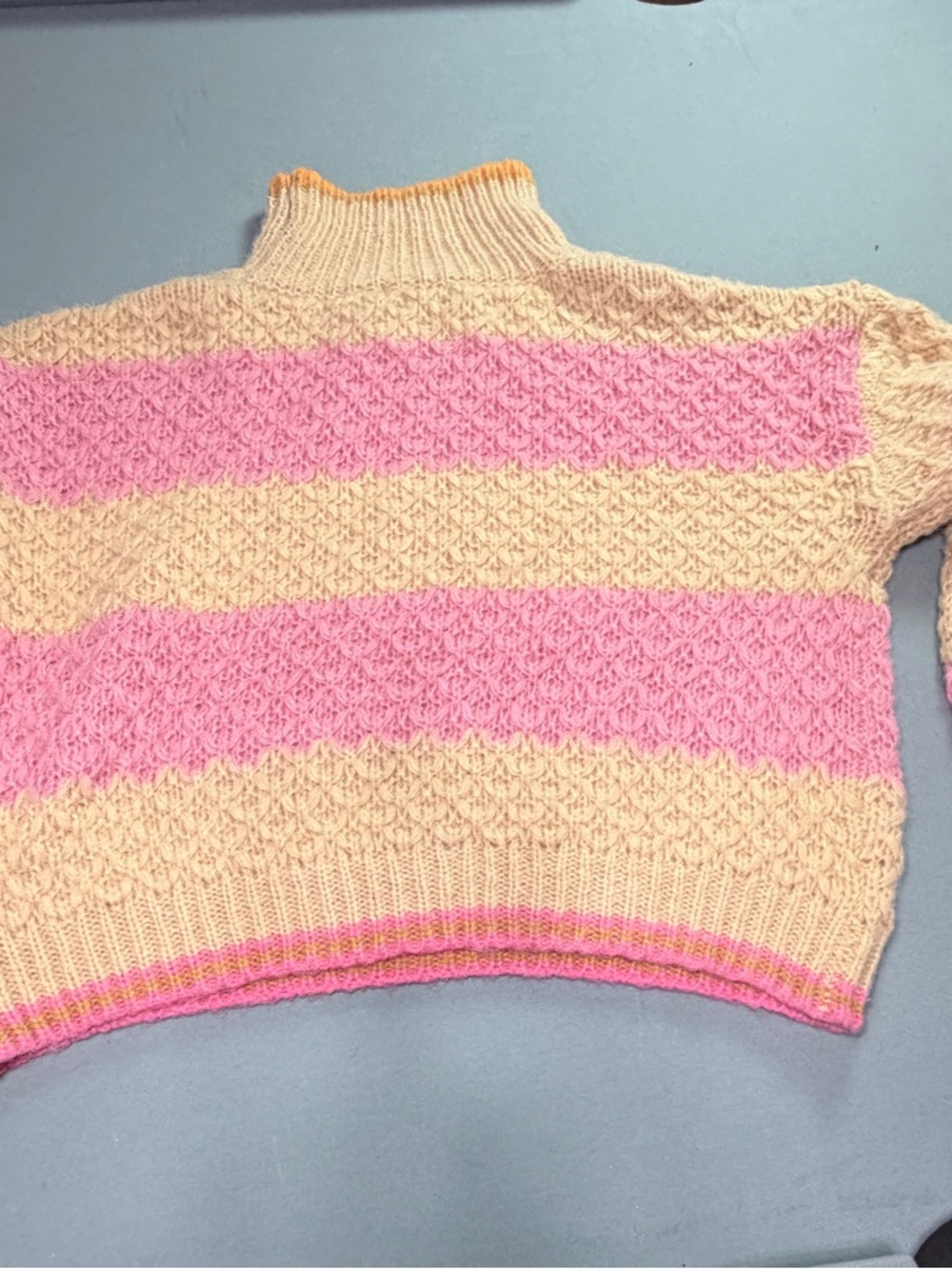 Buckle VRG grl Striped Pink and Cream Turtleneck Sweater - Cozy Knit Pullover - Picture 7 of 7